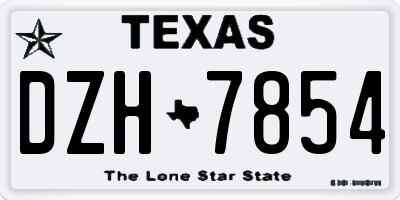 TX license plate DZH7854