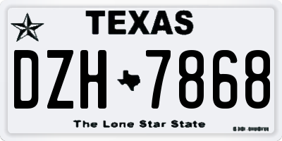 TX license plate DZH7868