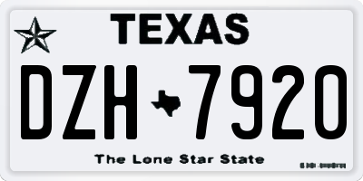TX license plate DZH7920