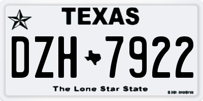 TX license plate DZH7922