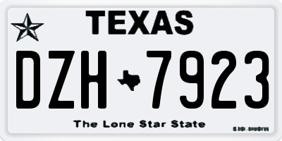 TX license plate DZH7923
