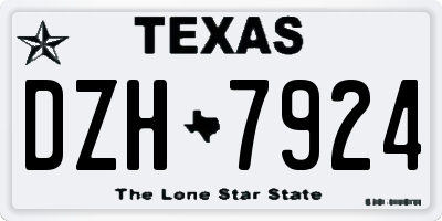 TX license plate DZH7924