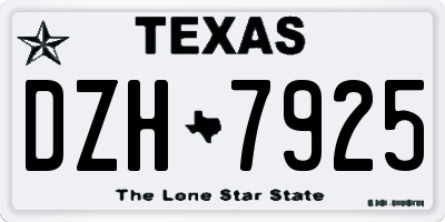 TX license plate DZH7925