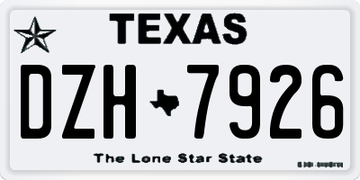 TX license plate DZH7926