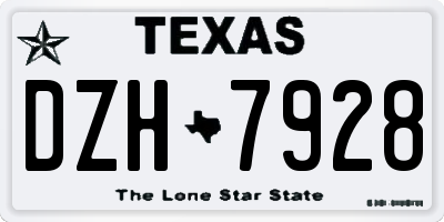 TX license plate DZH7928