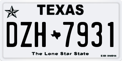 TX license plate DZH7931