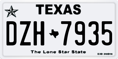 TX license plate DZH7935