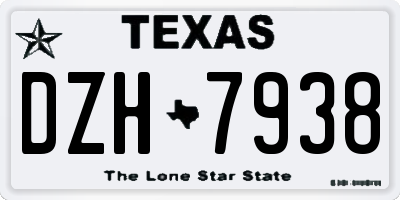 TX license plate DZH7938