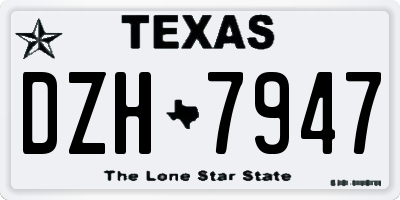 TX license plate DZH7947