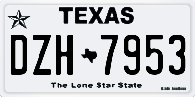 TX license plate DZH7953