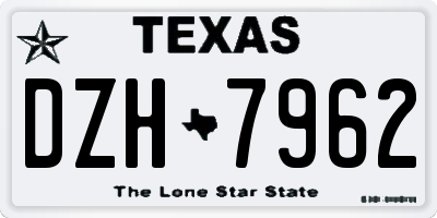 TX license plate DZH7962