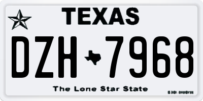 TX license plate DZH7968