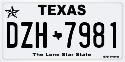TX license plate DZH7981
