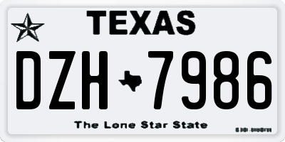 TX license plate DZH7986