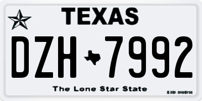 TX license plate DZH7992