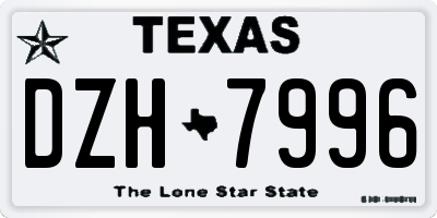 TX license plate DZH7996