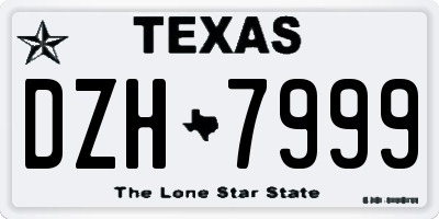 TX license plate DZH7999