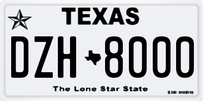 TX license plate DZH8000