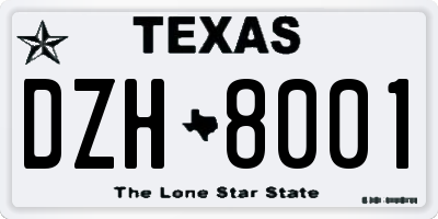 TX license plate DZH8001