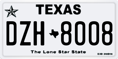 TX license plate DZH8008
