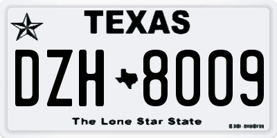 TX license plate DZH8009