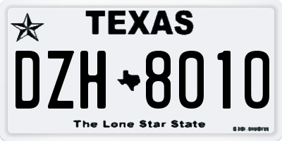 TX license plate DZH8010