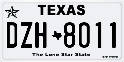 TX license plate DZH8011
