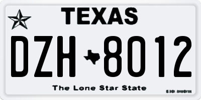 TX license plate DZH8012