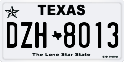 TX license plate DZH8013