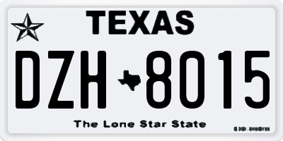 TX license plate DZH8015