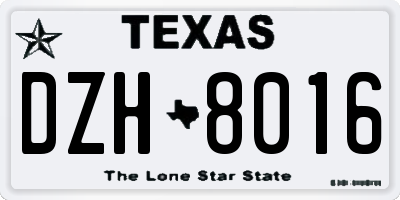 TX license plate DZH8016