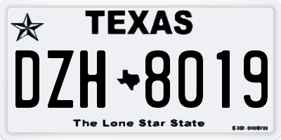 TX license plate DZH8019