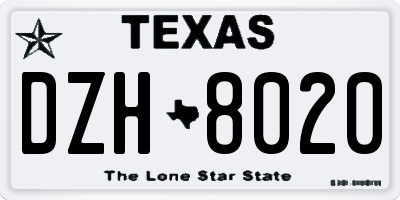 TX license plate DZH8020