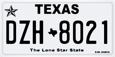 TX license plate DZH8021