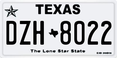TX license plate DZH8022