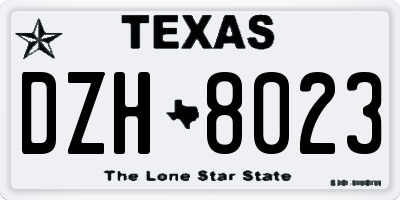 TX license plate DZH8023