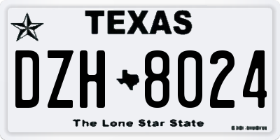 TX license plate DZH8024