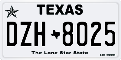 TX license plate DZH8025