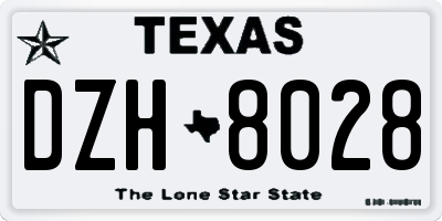 TX license plate DZH8028