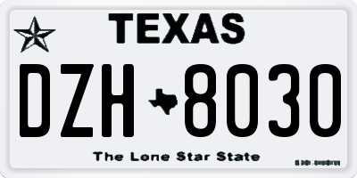TX license plate DZH8030