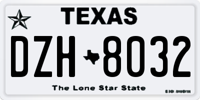 TX license plate DZH8032