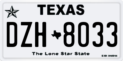 TX license plate DZH8033