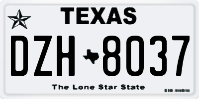 TX license plate DZH8037
