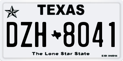 TX license plate DZH8041
