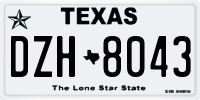 TX license plate DZH8043