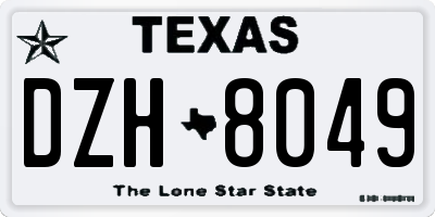 TX license plate DZH8049