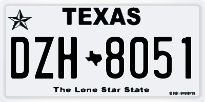 TX license plate DZH8051
