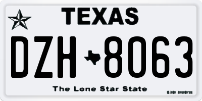 TX license plate DZH8063
