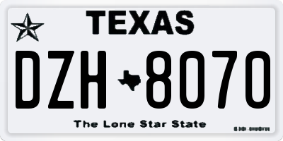 TX license plate DZH8070