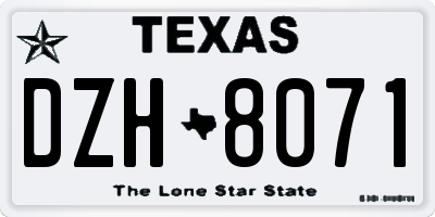TX license plate DZH8071